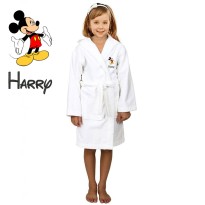 Black Mouse Cartoon Design & Custom Name Embroidery on Kids Hooded Bathrobe